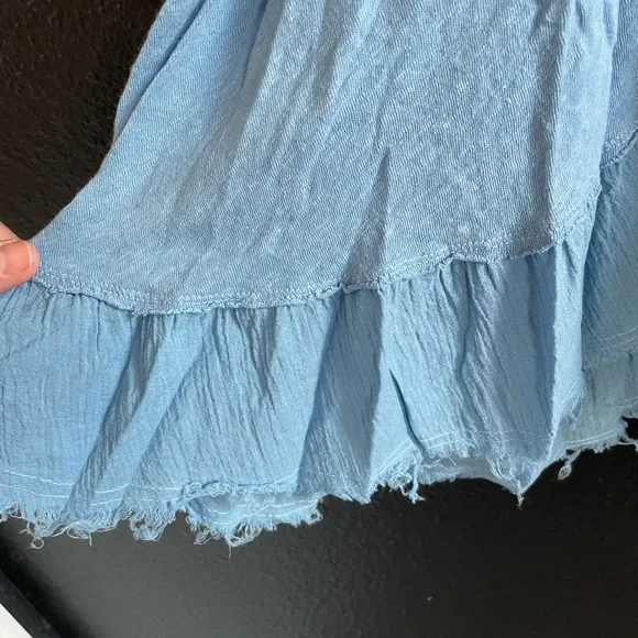 Free People Sky Blue Ruffled Tank Top - Picture 2 of 5